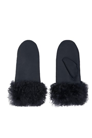 Full Palm Navy Shearling Mittens | Womens | Gushlow & Cole - cut out