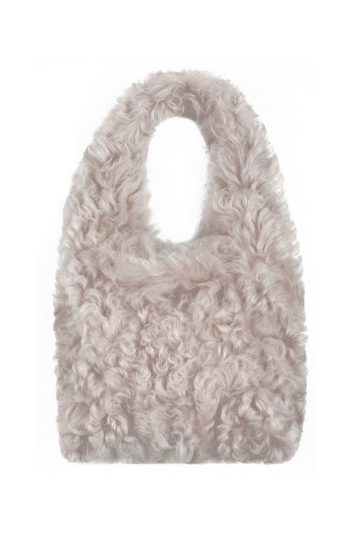 Oyster White Shearling Slouch Bag | Womens luxury shearling | Gushlow & Cole - product cut out