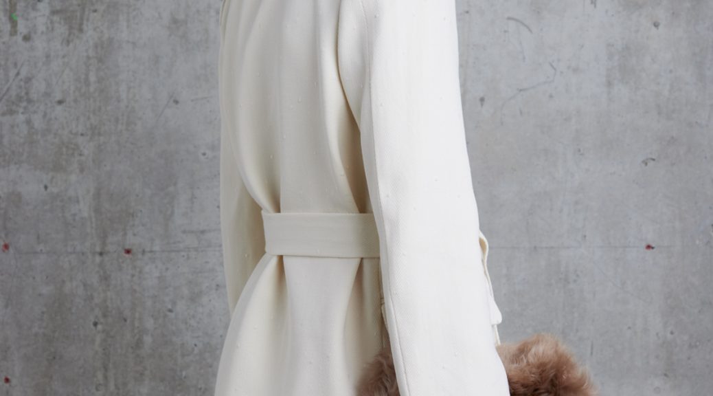 Curly Soft Shearling Camel Clutch Bag | Womens | Gushlow & Cole - model side crop
