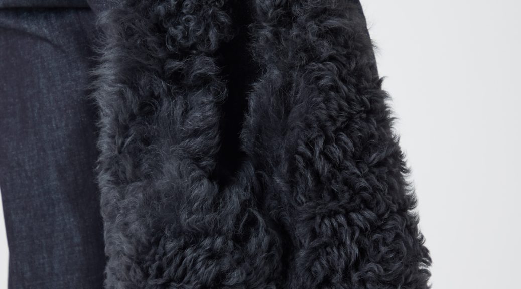 Black Shearling Slouch Bag | Womens | Gushlow & Cole - model crop holding bag