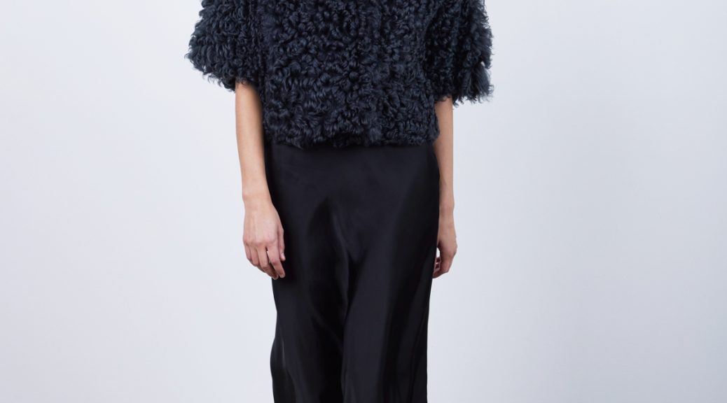 Graphite Black Shearling Jacket | Womens | Gushlow & Cole-model full length front