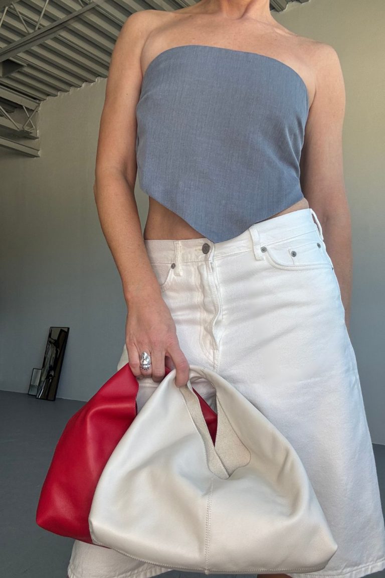 Clara Small Red Leather Shoulder Bag | Bags | Gushlow & Cole - image of yara svalek wearing bag