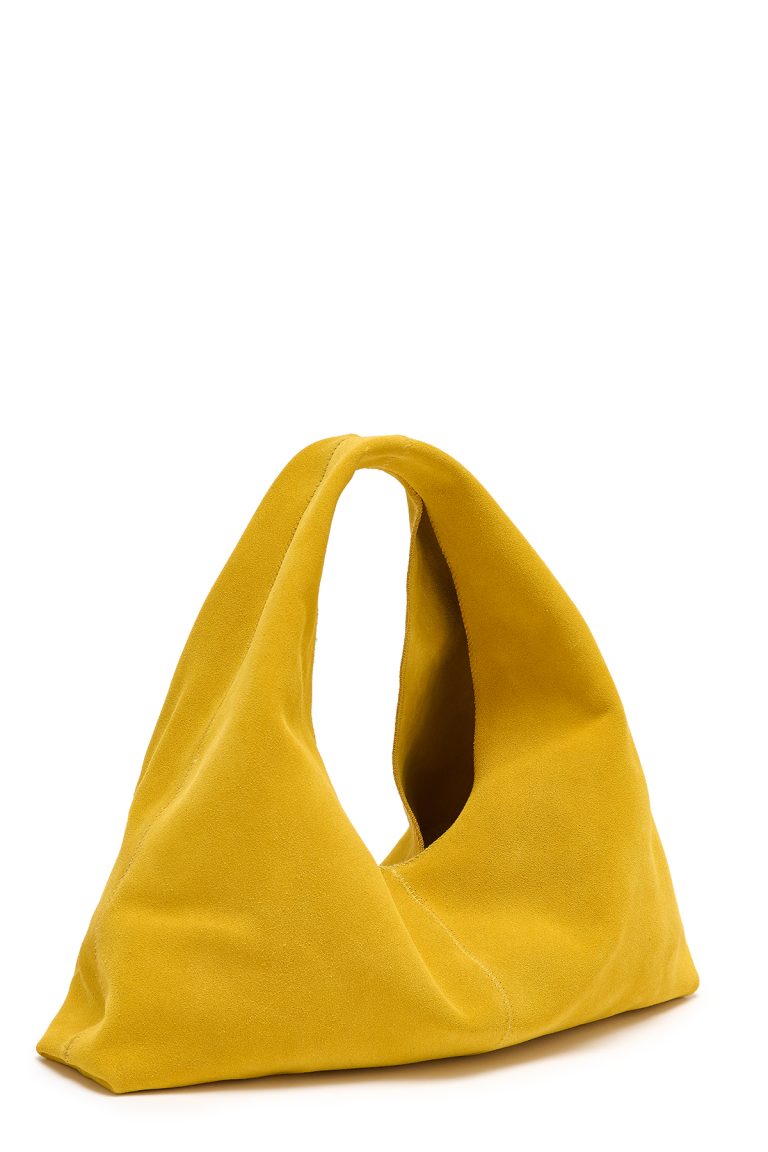 Clara Small Yellow Suede Shoulder Bag | Bags | Gushlow & Cole - cut out of bag side on