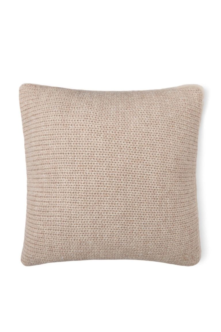 Beige Shearling and Knit Square Cushion | Home | Gushlow & Cole - back of cushion