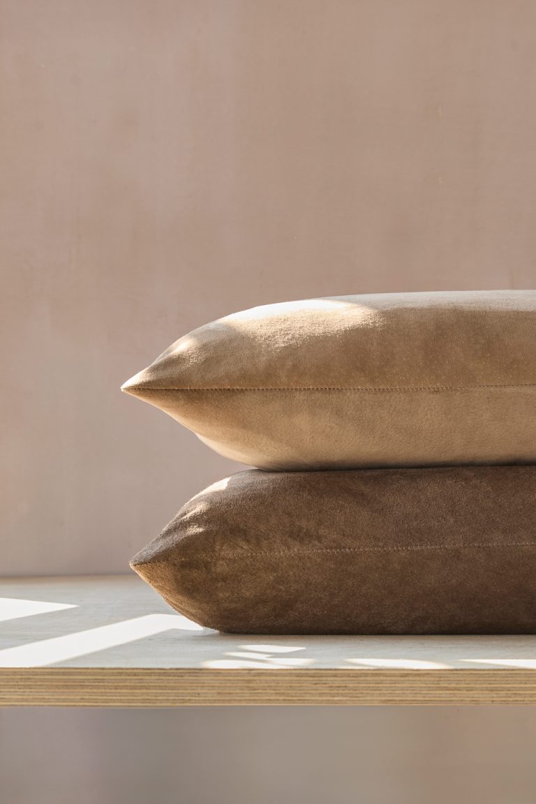 Large Camel Suede Scatter Cushion | Home | Gushlow & Cole - stack of suede cushions