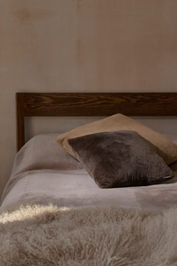 Large Nude Mongolian Shearling Throw | Home | Gushlow & Cole - lifestyle image of throw on bed