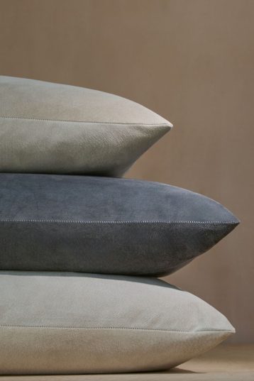 Large Stone White Suede Scatter Cushion | Home | Gushlow & Cole - stack of suede cushions