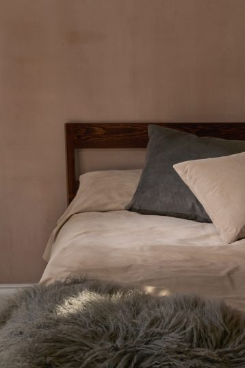 Soft Grey Suede Scatter Cushion | Home | Gushlow & Cole - suede cushion on bed